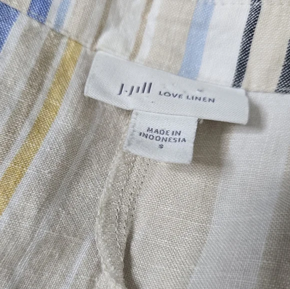 J. Jill V-Neck Linen Striped A-Line Maxi Dress Size S - Picture 3 of 12